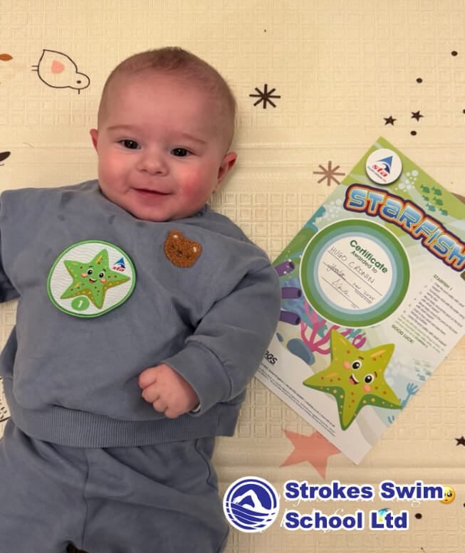 Baby with Starfish certificate swimming award