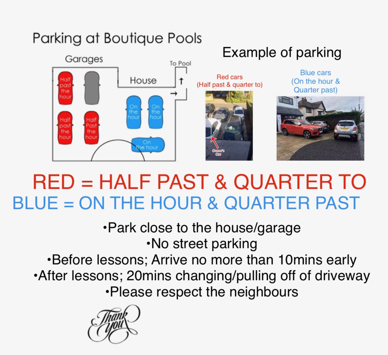 Parking plan for Rayleigh Boutique Swimming Pool